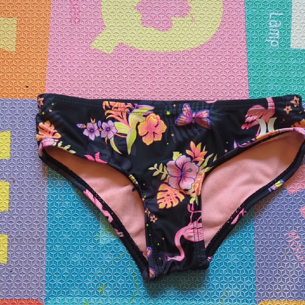 Hurley Pink and Black Bikini Bottoms 2T